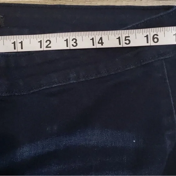 Women's Lucky & Blessed extreme flare dark wash distressed stretch jeans Sz 16 - Picture 5 of 12